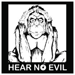 Hear No Evil Sticker-black medium