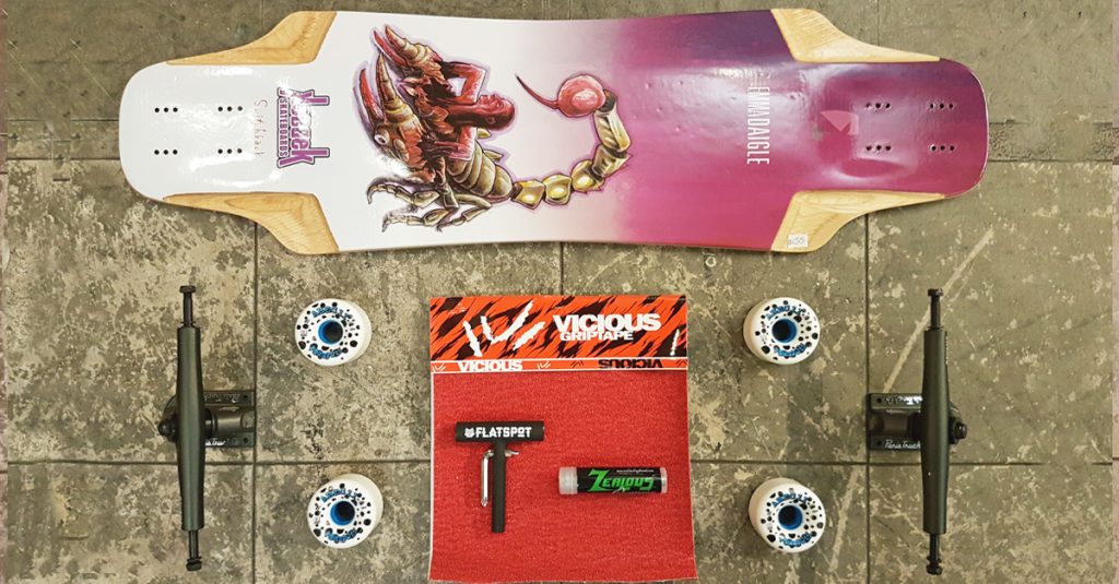 emma-daigle-kebbek-skateboards-flatspot-longboards-flatspotdeckoftheday-abec-11-polkadots-vicious-griptape