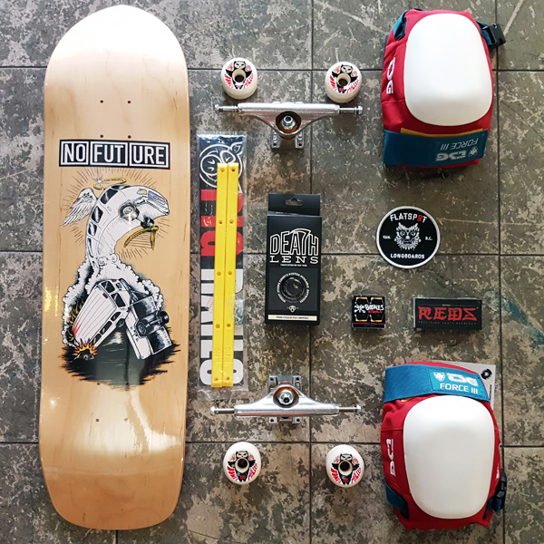 #FlatspotDeckofTheDay, No Future, Van Death, Flatspot Longboards, TSG Kneepads, Force II, Independent Trucks, Bones Wheels, Pig Rails, Bones Bearings, Jessup Griptape, Street Deck, Pool Deck