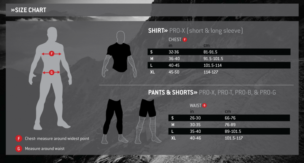G-form Sizing Chart