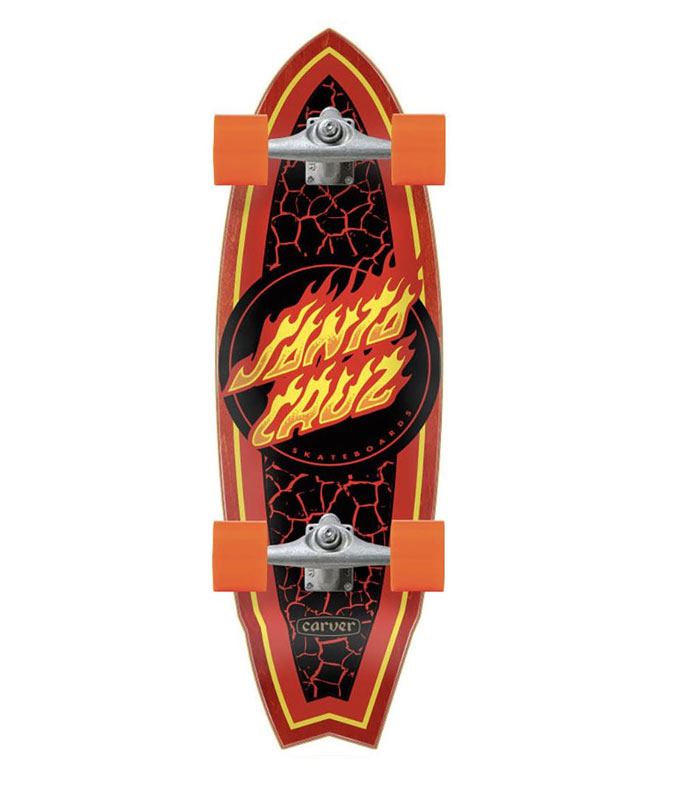 サンタクルーズ インフェルノ ハンドシャーク 9.85×31.5 サーフスケート Santa Cruz Carver Flame Dot Shark 9.85in x 31.52in Complete Surf Skate