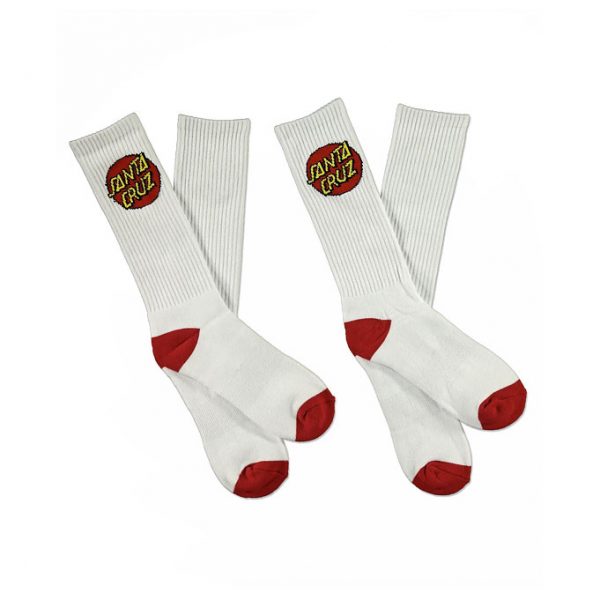 Santa Cruz - Classic White/Red Socks 2 Pack - Socks - Flatspot Longboard Shop